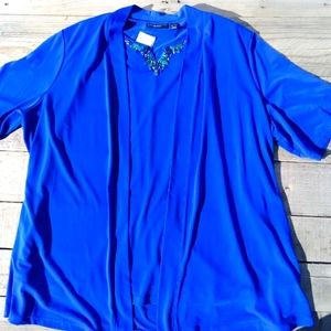 Beaded Tank with Short Sleeve Open Front Cami XL NWT